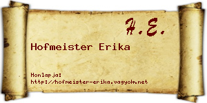 Hofmeister Erika névjegykártya